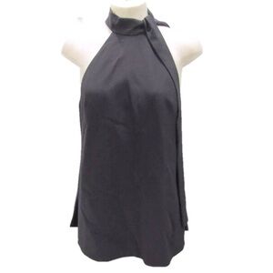 NEW KAUFMAN FRANCO Womens Silk Tie Neckline Blouse Sleeveless Size 6 Black